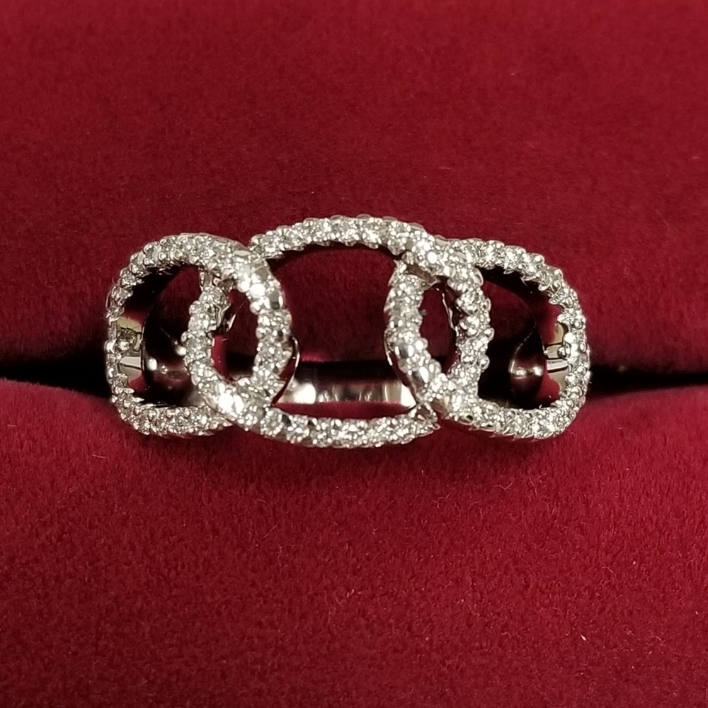 Signed ADPG 14k White Gold Ellipses Diamond Ring